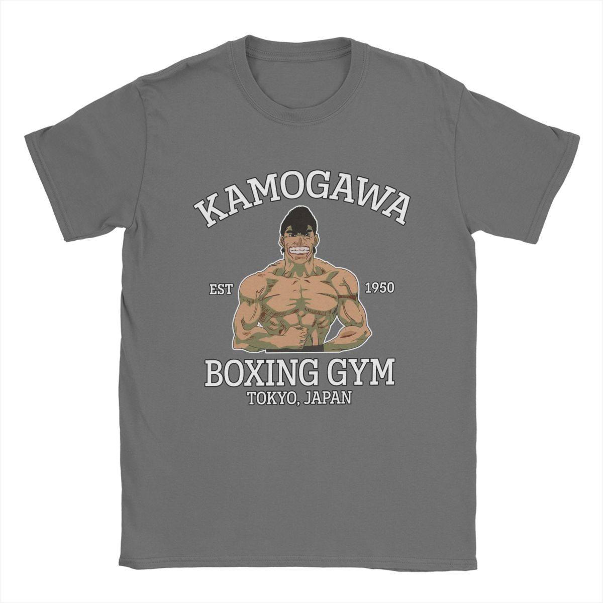 

Чоловіча футболка Kamogawa Boxing Gym Takamura Смішна Футболки з чистої бавовни Hajime No Ippo Аніме Футболка з круглим вирізом Одяг Ідея для подарунка XXXL темно-сірий колір
