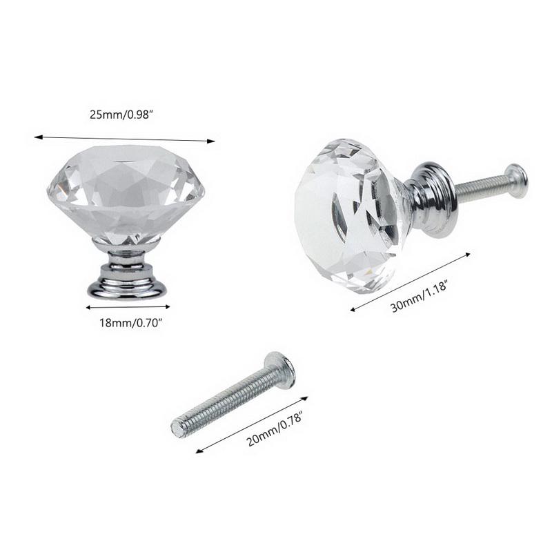 Tiroir Pour Placard Cuisine BOUTON DE MEUBLE,30mm Diamond B--boutons En Verre Cristal De Style Bouton Tiroir Noir Pour Placard