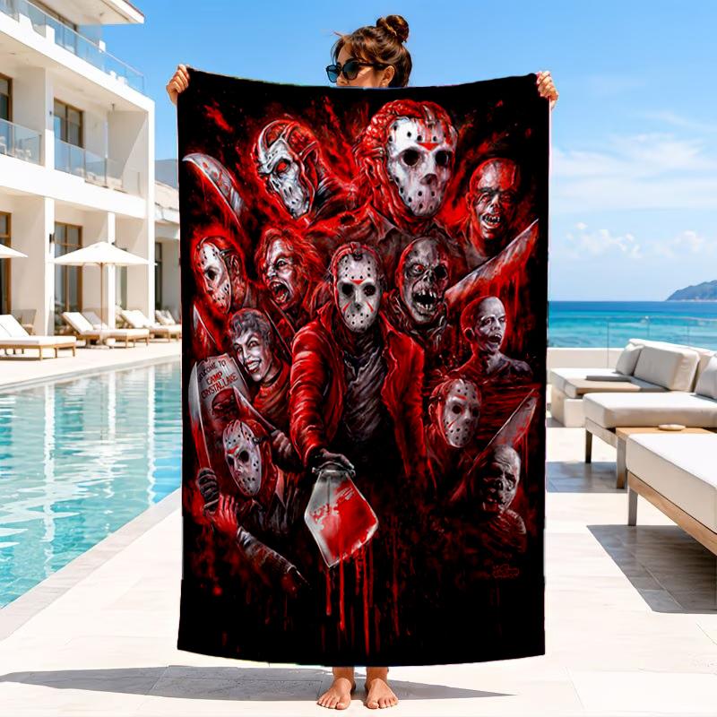 Horror Movie Characters Beach Towel, Microfiber Beach Towel, Perfect For Pool, Beach, Travel, Home Decor Beach Party Fan gifts