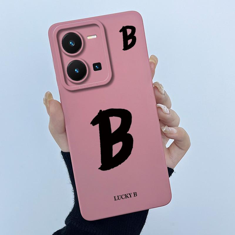 For Vivo Y35 Case Cute Initial Letters Soft Liquid Silicone Back Cover For Vivo Y 35 4G Funda Anti Drop Phone Protector Coque