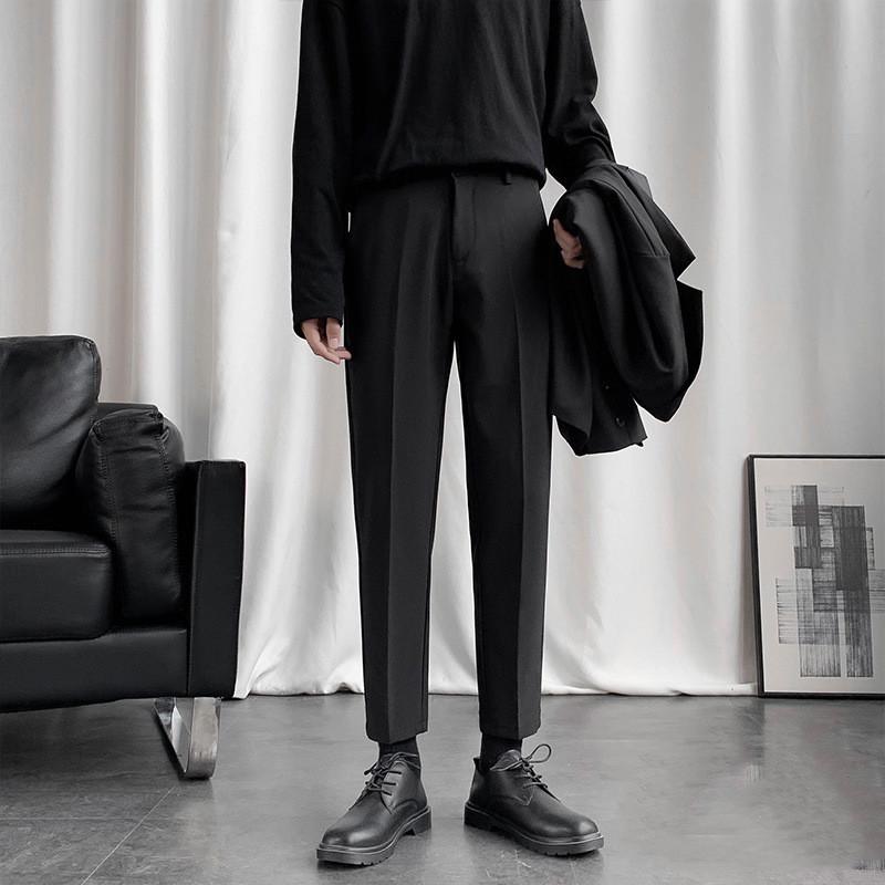 

Мужские прилегающие драпирующиеся брюки от костюма - Корейский стиль, Девятиточечные, Прямые, Повседневные, Для ношения весной-летом 29