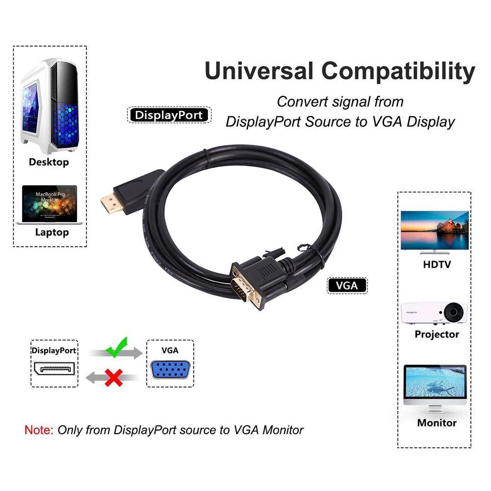 VGA Cable Standard DP Display Port Male 