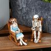 Skeleton Couple Figurine Resin Male And Female Skeleton Ornament Skeleton On Rocking