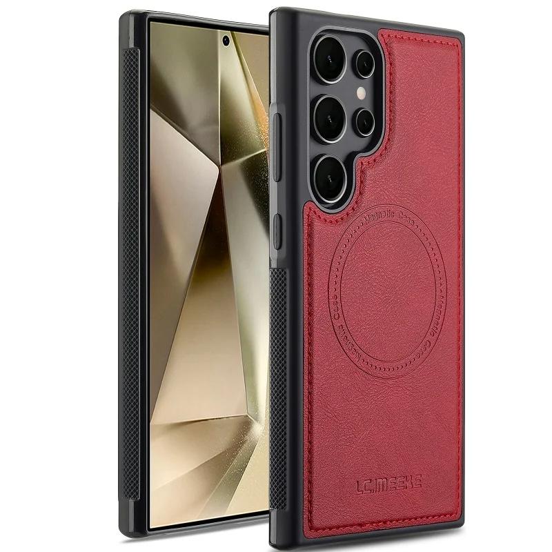 EUCAGR Luxury PU Leather Magnetic Wireless Charging Phone Case For Samsung Galaxy S26 Ultra/S25/S24/S23/S22/S21/S20FE Back Cover