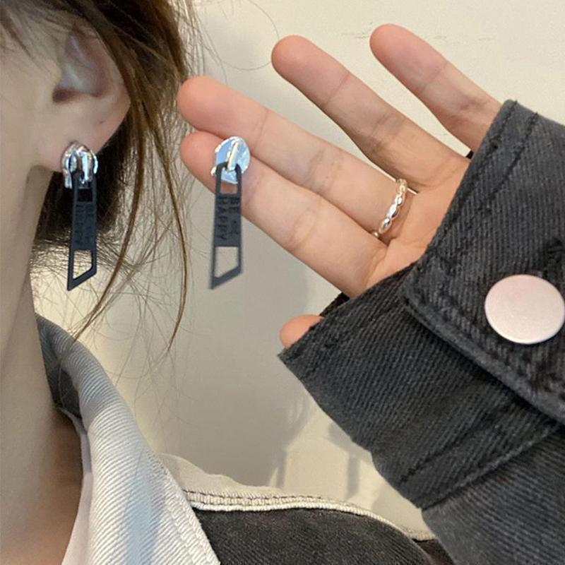Fashionable And Creative Zipper Pendant Earrings Suitable For Men's And Women's Candy Colored Punk Style Jewelry Gifts