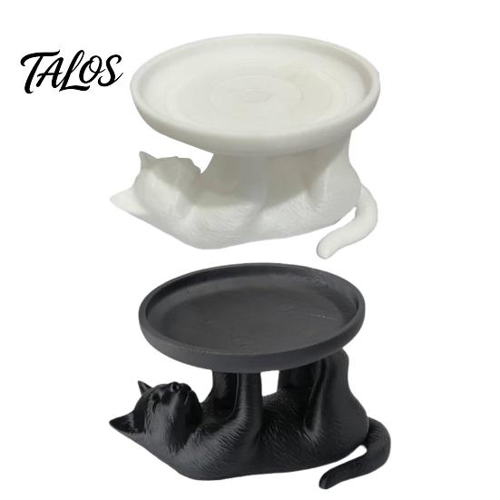 Talos 3D Printed Reclining Cat Jewelry Tray, Cute Ring Holder & Earring Organizer Dish for Dresser Vanity, Decorative Kitten Trinket Bracelets