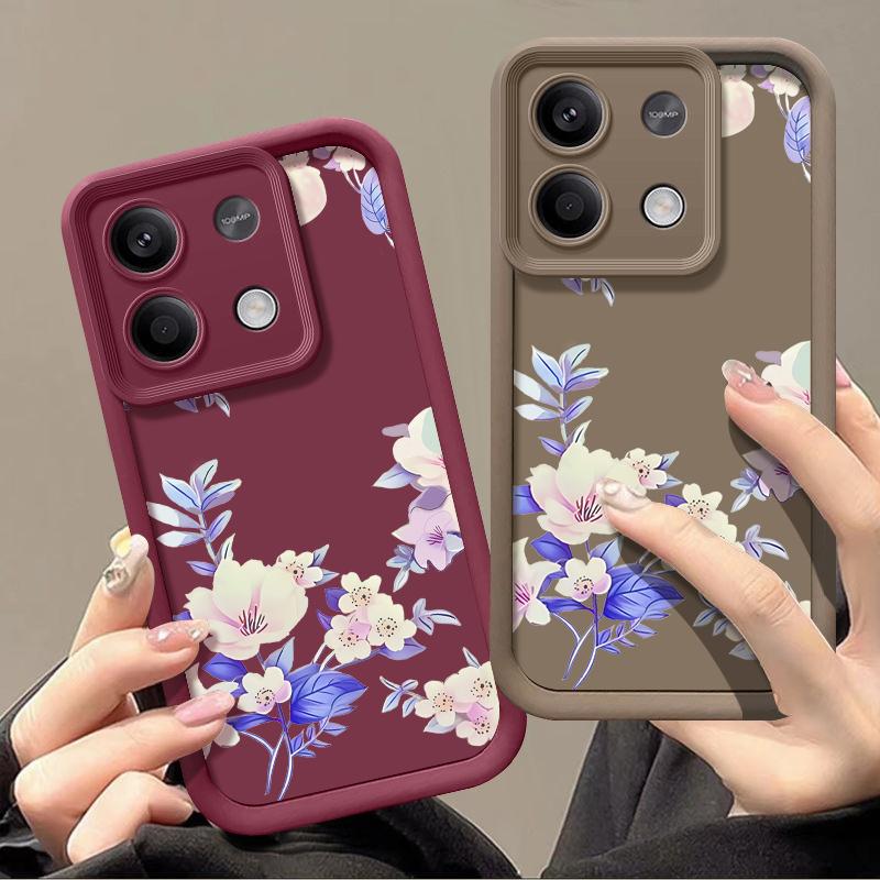 

Однотонный мягкий чехол с цветочным рисунком для Xiaomi 13T 11T Poco F6 X6 X5 Pro Redmi Note 13 12 11 Pro 10, матовый противоударный силиконовый чехол с цветочным принтом Xiaomi 13T / 13T Pro чёрный