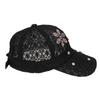 Rhinestone Pearl Flower Lace Baseball Cap, Women Breathable Mesh Adjustable Summer Sun Hat