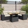 Vidaxl 6-Cz. Set di Mobili da Giardino con Cuscini, Polyrattan Nero