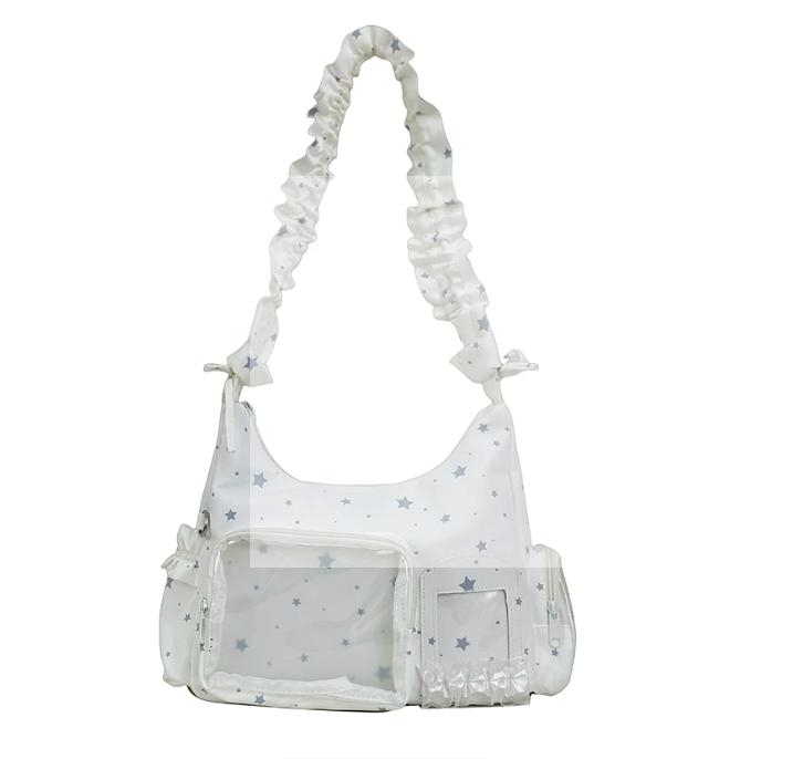 Japanese Style Star Printed Shoulder Bag For Women Large Capacity Transparent Splicing Handbag Fashi Women's Crossbody Bag