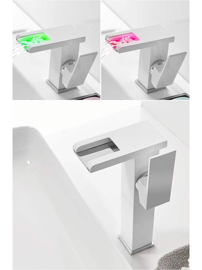 LED Waterfall Faucet for Bathroom Sink - Hot & Cold Water Basin Tap