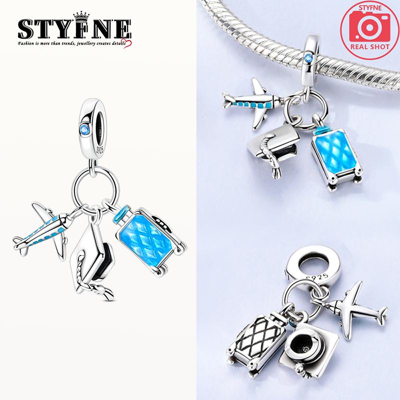 Charms Copperplatedbachelor'S Cap Airplane Trunk Pendants Fit Charms Original Bracelet Beads Women Jewellery Making Diy