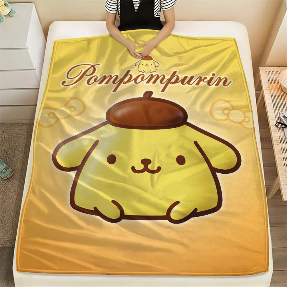 

1 шт. Фланелевое одеяло с принтом Pompompurin, Высокое качество, Для всех сезонов, Декор для дома, Тепло и уют, Идеально для Рождественских подарков 80cm x 120cm