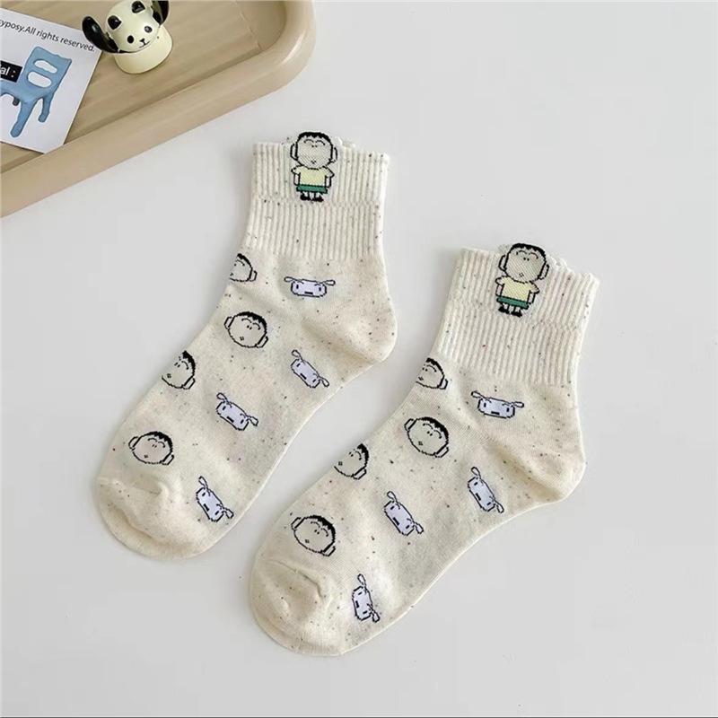 Women's Cute 3D Anime Mid-Tube Cotton Socks - Trendy Sports Design