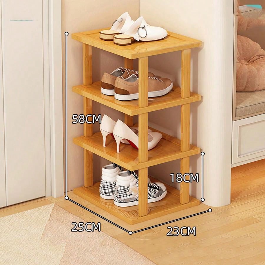 Multifunktionales 6-Schichten Schuhregal Bambus Schuhschränke Stapelbarer Ständer Schuhaufbewahrungsregal Organizer für Eingangsbereich Wohnzimmer