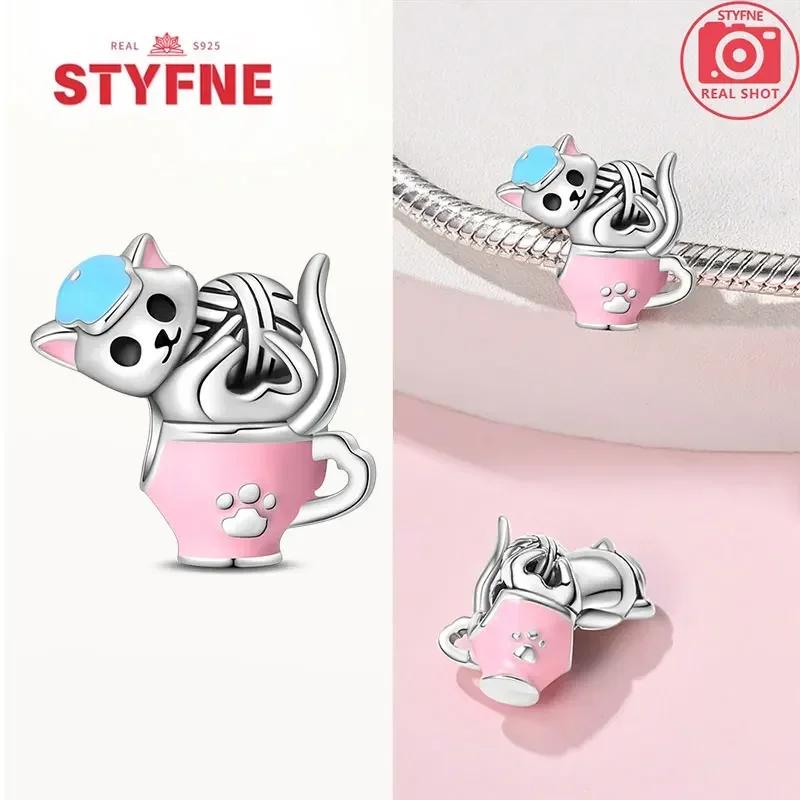 Coppermoe Paw Coffee Cup Beads Pendant Fit Charmscopper Original Bracelet For Women Fine Jewelry Diy Gifts