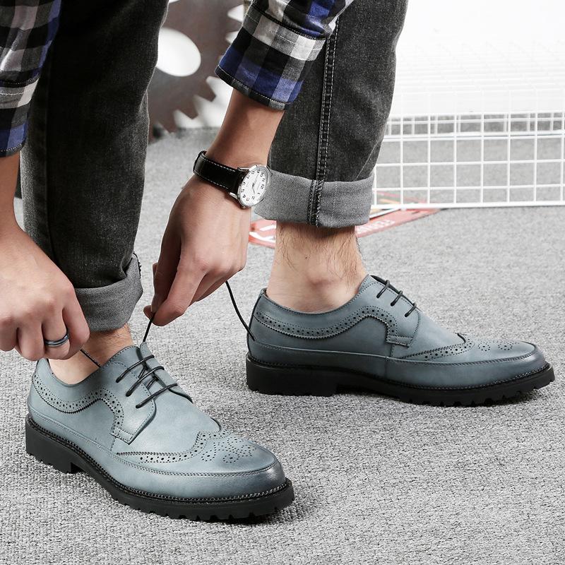 New Genuine Leather Brogue  Men Pointed Toe Dress  Bridegroom Wedding Shoes Formal Men's  Mens Brand Shoes