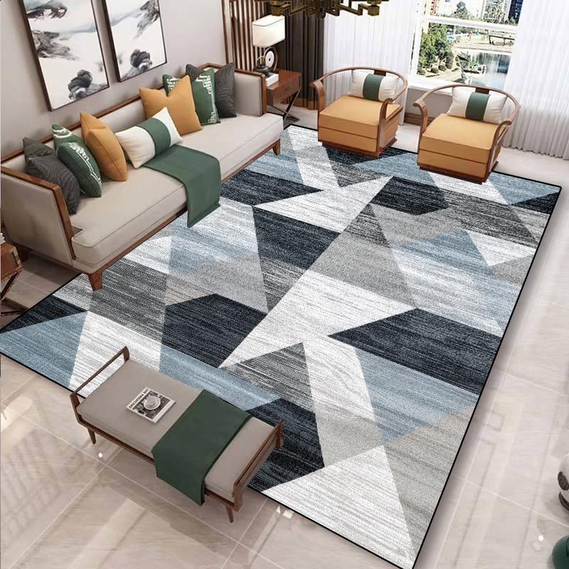 European Modern Geometric Carpet for Living Room Plush Decoration Home Nordic Non-slip Floor Mat Washable Bedroom Cloakroom Rugs