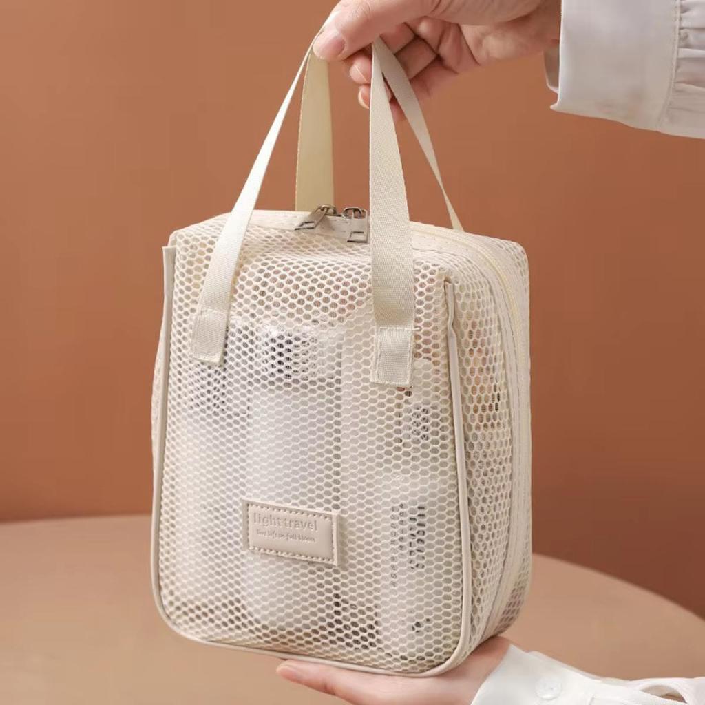 Mesh Makeup Toiletry Storage Bag Handbags Portable Travel Washing Body Shower Tools Organizer Hanging Cosmetic Organizer Pouch