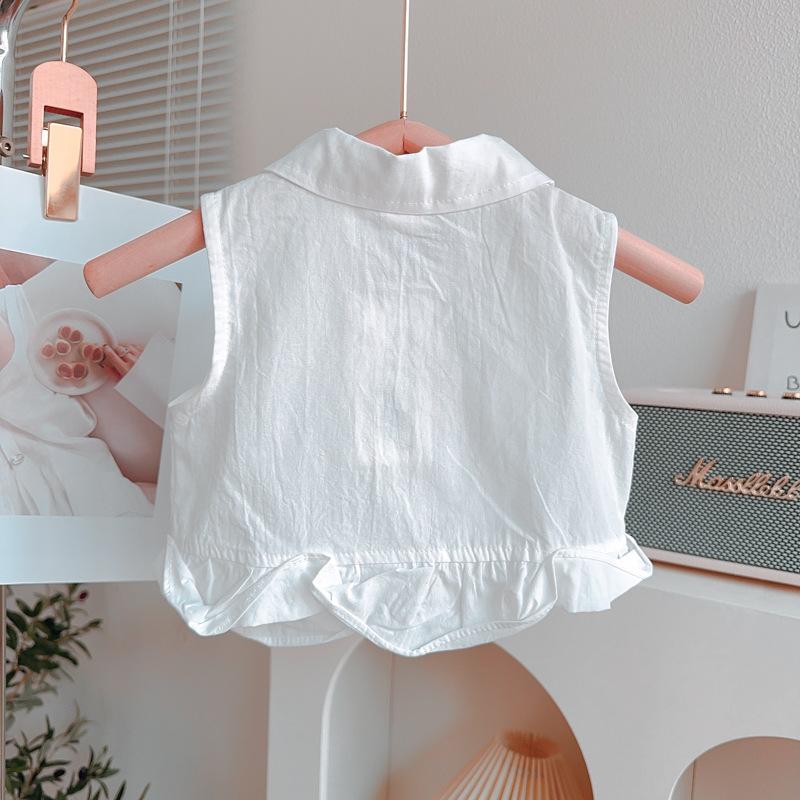 Girls' Set Summer Design Sleeveless Shirt Wide Leg Pants Two-piece Set for Baby Girls