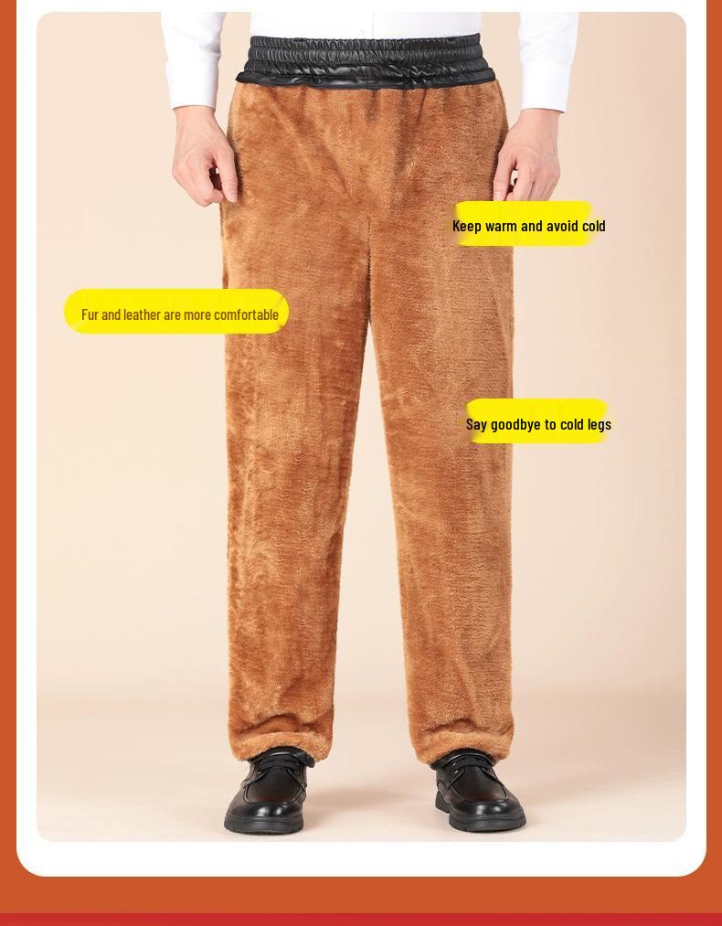 Men's Fleece-Lined Leather Motorcycle Pants - Thick, Windproof, Waterproof, Warm, Plus Size