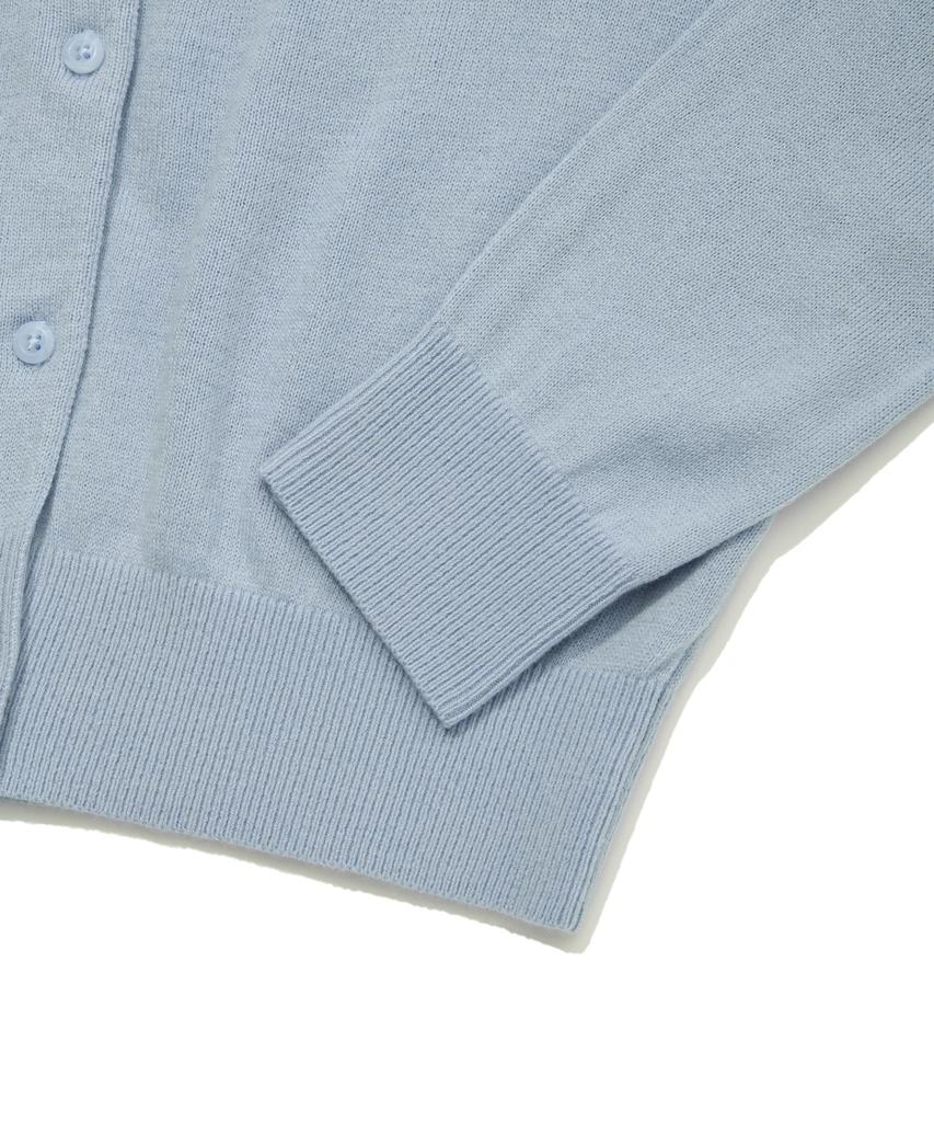 COVERNAT WOMAN Basic Round Wool Knit Cardigan Light Blue