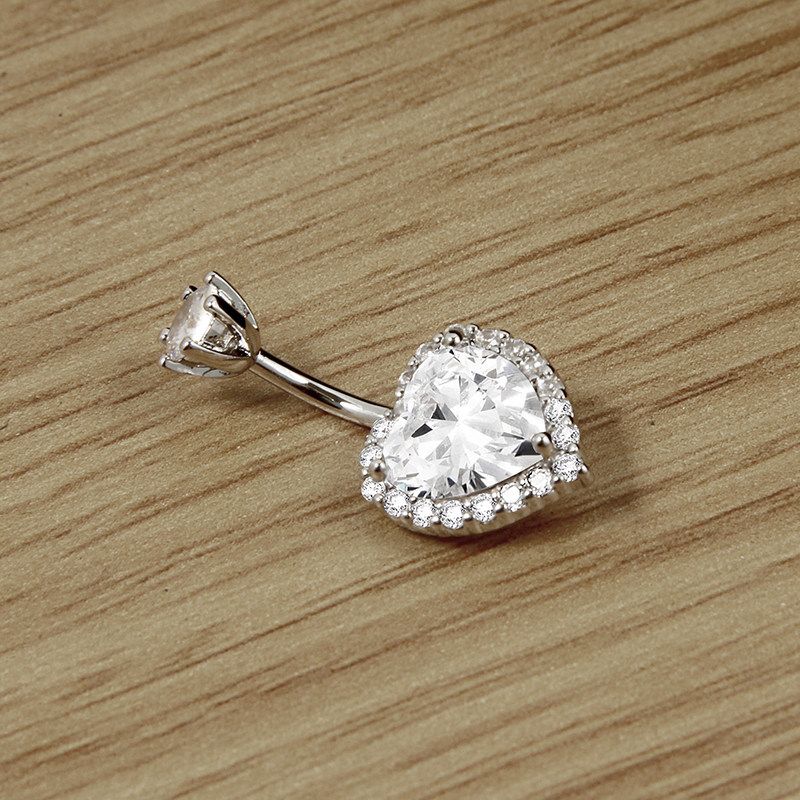 Navel Stud Fashion White Zircon Model Belly Dance Brand New Navel Buckle Piercing Jewelry Anti-Allergy Umbilical Ring