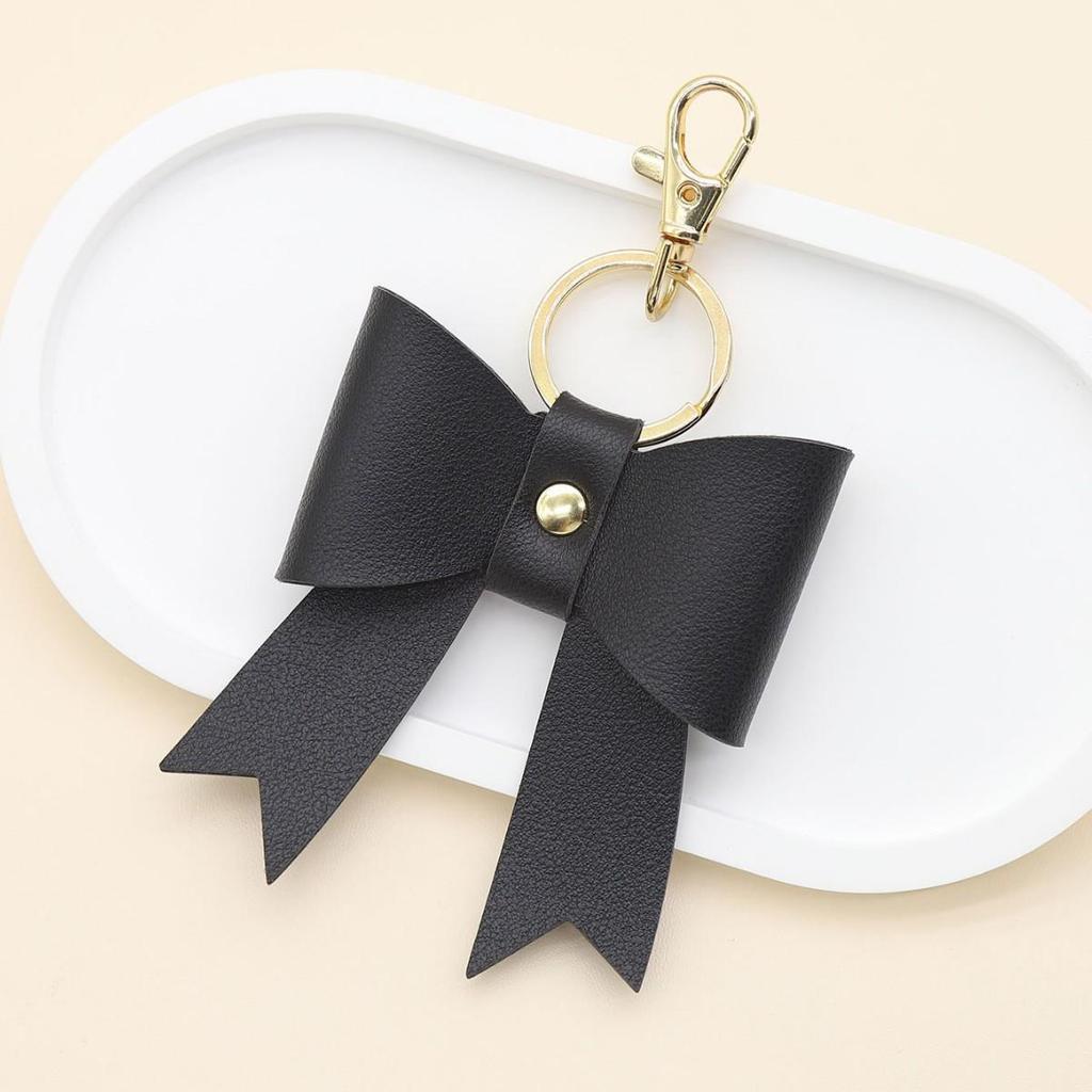 Bow Shaped PU Leather Keychain Bag Pendant Ornament