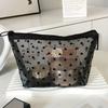 1PCS Transparent Make Up Bag for Women Girl Travel Storage Wash Bag Makeup Organizer Case Pouch Love Heart Mesh Cosmetic Bag
