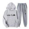 New Fleece Women's Casual Sportswear Hooded Sweatshirt Two-piece Set Casual Set European and American Trendy Brand Men's Loose Fit