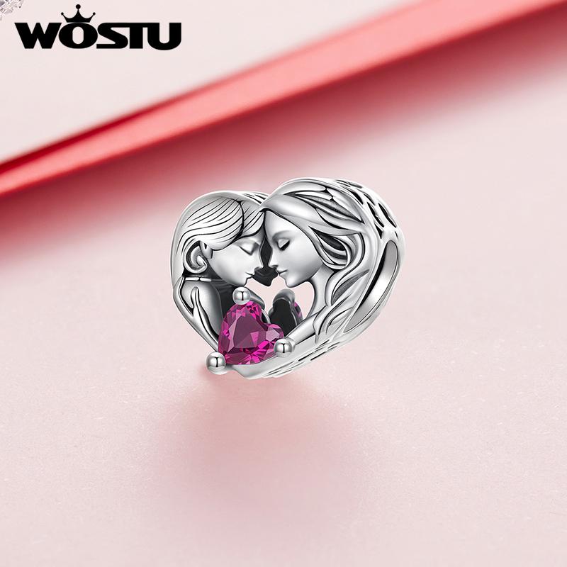 WOSTU Mother's Day Jewelry DIY Charms Rose Flower Fit Original Bracelet Neckalce Wholesale