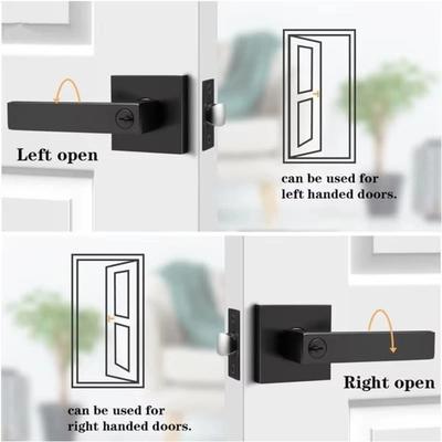 Aluminum Alloy Three-Bar Door Lock Modern Style Square Three-pole Handle Lock with Keys Privacy Interior Bedroom Burglar Lock