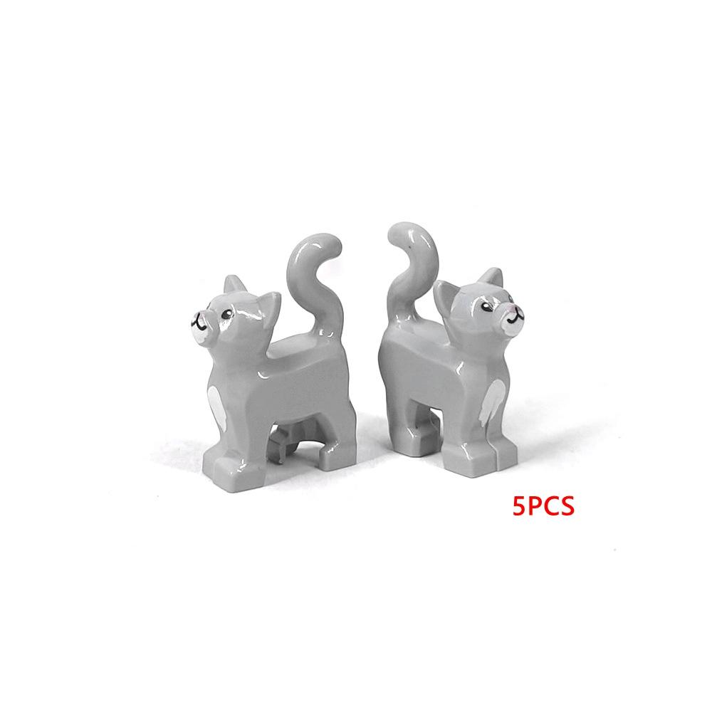 5 Stück/Set Tiere Niedliche Katze Schwein Schlange Figuren DIY Bausteine Spielzeug für Kinder Geschenke Spielzeug Buntes Tier 38801 13786 1410pb01