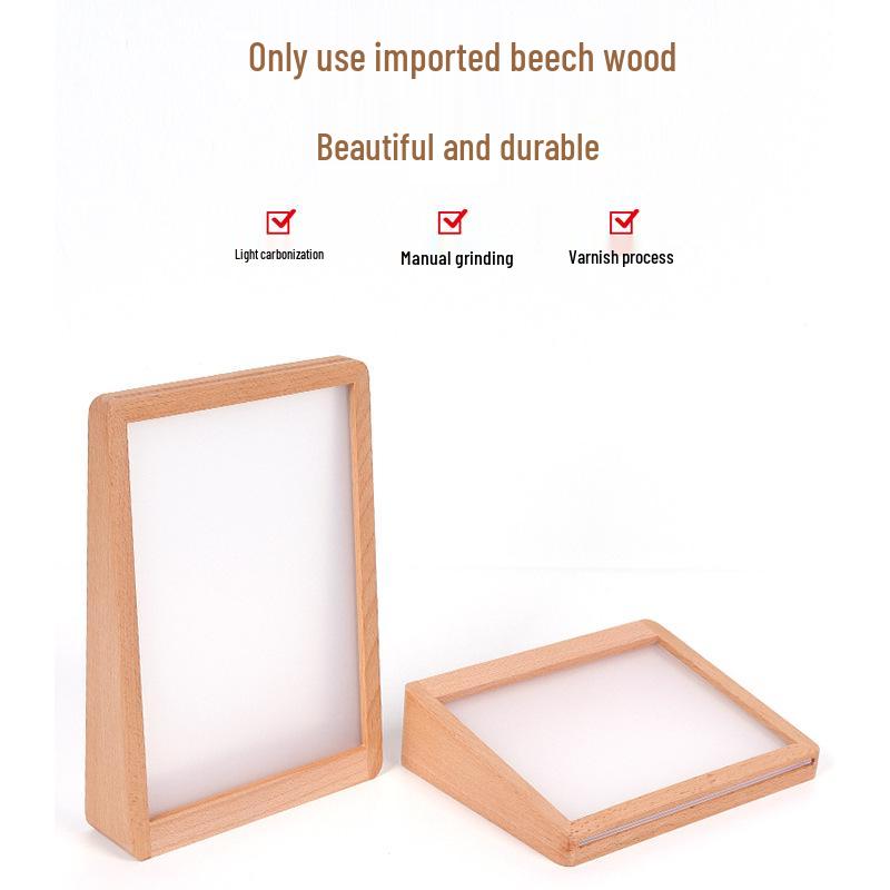 Acryl Buchenholz 8-Zoll Trapezförmiger Fotorahmen mit A4 Schreibtisch Individuelle Option