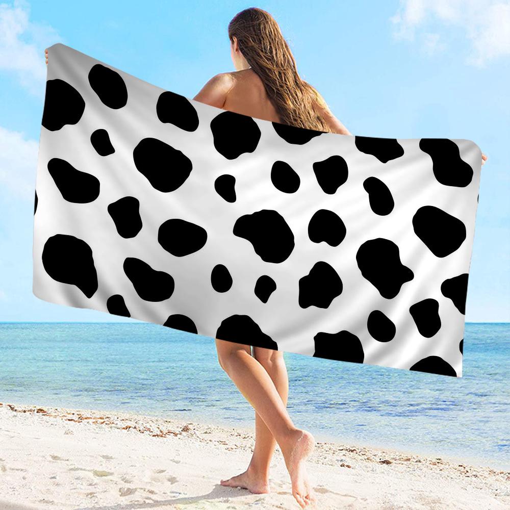 Black and White Pattern Towel Microfiber Beach Towel Absorbent Quick dry Soft Yoga Swimming Resort Mountain Climbing Towel