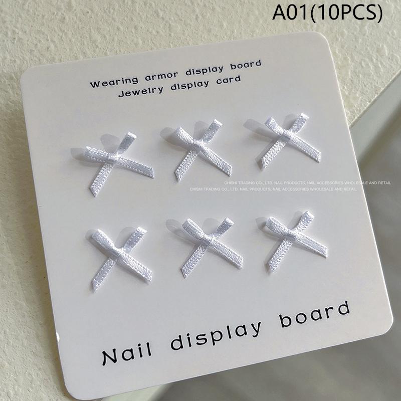 10Pcs 3D Lace Bow Ballet Shoes Nail Parts Nail Charm Ribbon Ornaments Bowknot Diy Nail Art Decoration Accessories Manicure Salon