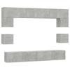 8 piece TV cabinet set concrete grey particleboard