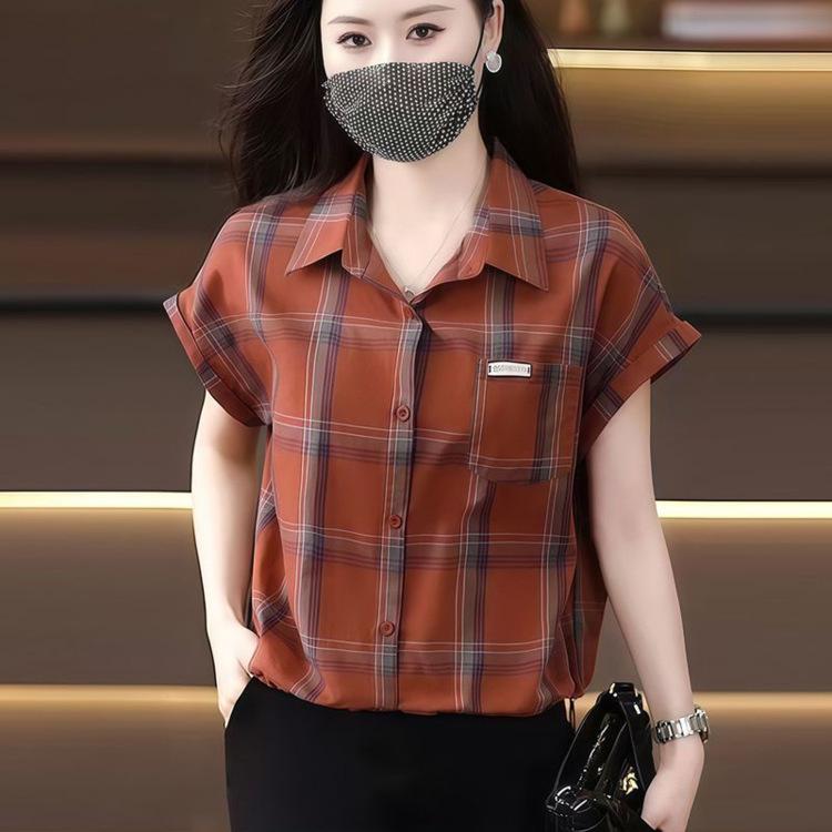 

2026 New Summer Fashion Women s Plaid Lapel Shirt - Hot Selling One-Piece M (187-243 lbs)