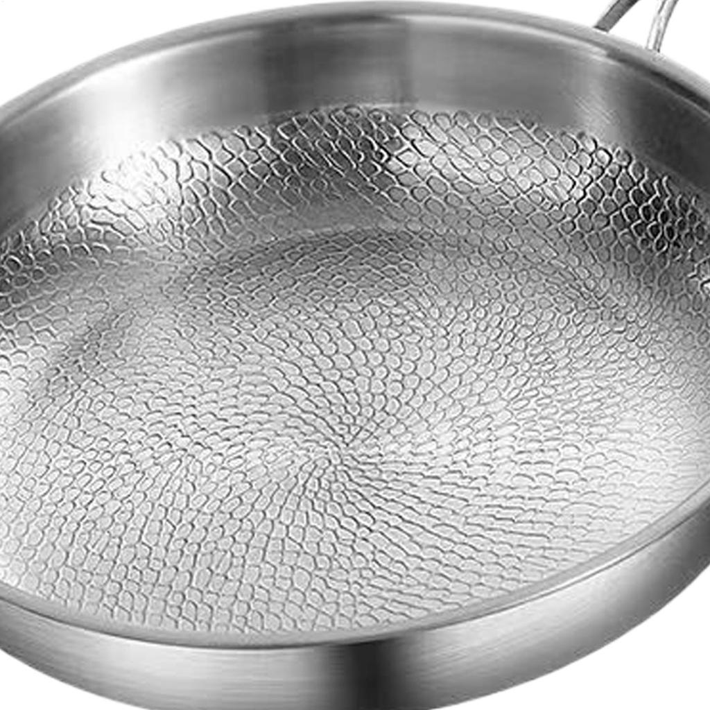 Cooking Pan No Coating Hammered Cookware Stainless Steel Saute Pan For Induction Searing Steak Sauteing Stove Home Kitchen