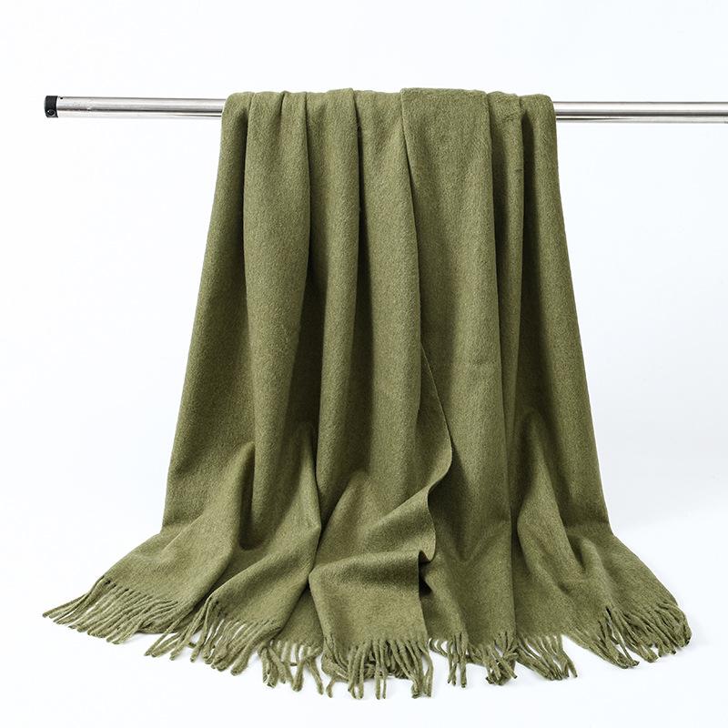 Wool Scarf Women's Winter Korean Style Thickened Warm Solid Color Scarf Shawl High End Versatile Cashmere Scarf