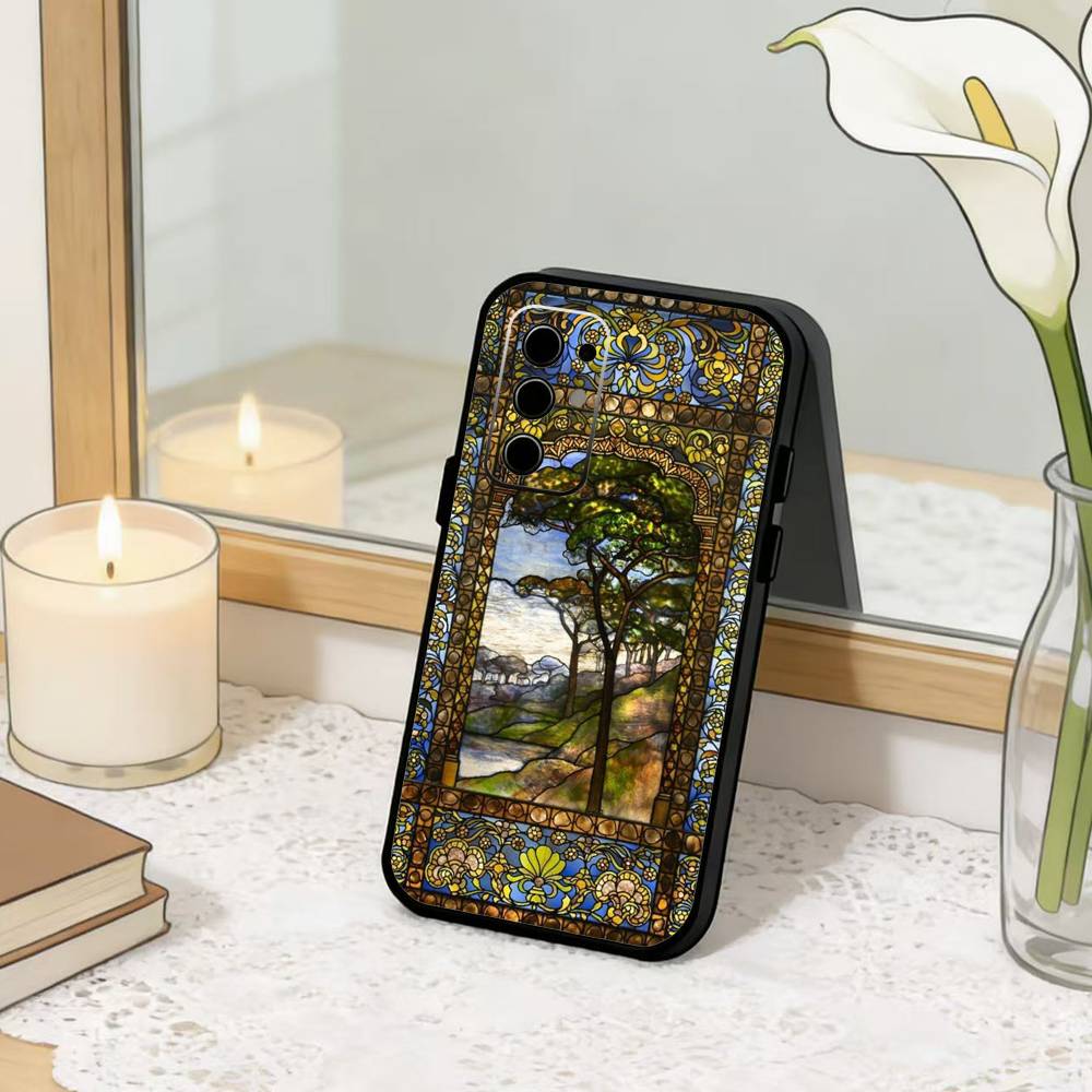 

Classic Church Glass Phone Case For Samsung Galaxy A73,21,22,32,71,53,52,51,80,5G Soft Black Cover Samsung a31