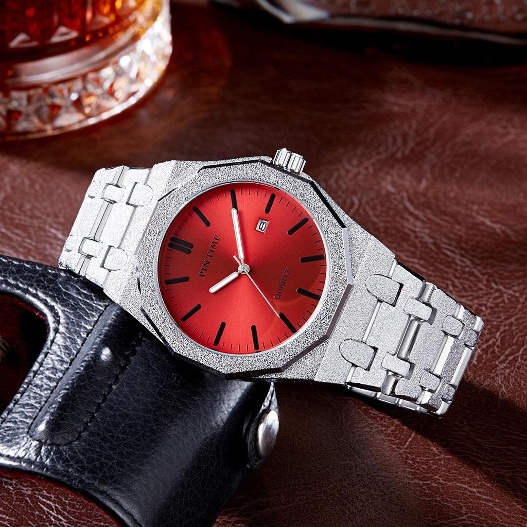 Fashion Men's Quartz Wristwatch - Frosted Stainless Steel Band, Multiple Color Dials, Casual & Business Watch