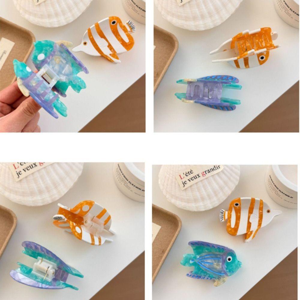 Personalized Hairpin Ocean Fish Hair Claw Acetate Acetic Acid Marine Animals Hair Clip Geometry Colorful Fish Grab Clip Female
