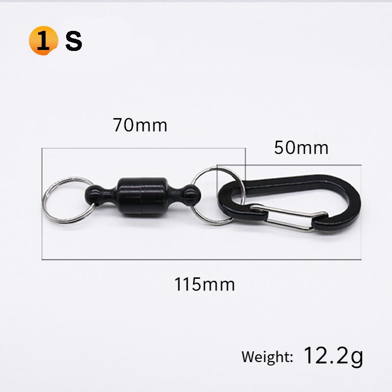 Portable Steel Fishing MRC Strong Magnetic Quick Release Clips Net Holder with Fishing Coil Lanyard Aluminum Carabiner 105x20mm