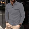 Men's Long Sleeve Shirts V Neck Button Down Blouse Tops  Color Block Shirts With Pocket