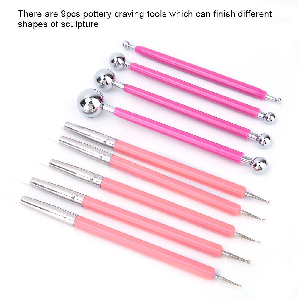 9Pcs DIY Acrylic Silicone Craving Pen Aluminum Tube Handle Pottery Clay Sculpture Tool #2