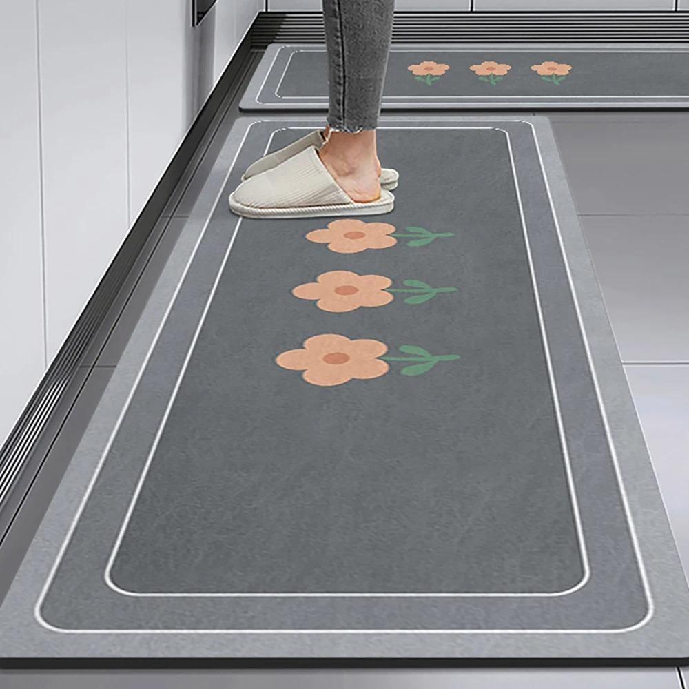 Kitchen Floor Mat Creative Patterns Oil-Proof Waterproof Carpet Pvc Leather Home Scratch-Resistant Wear-Resistant Rug Alfombra
