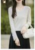 Women's V-Neck Velvet Buttoned Sweater: Autumn/Winter Solid Color Loose Knit Pullover Base Layer