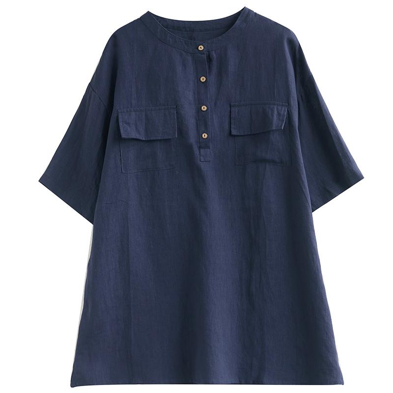 DIMANAF 2026 Plus Size Summer Women Blouse Shirts Casual Lady Tops Tunic Shirt Vintage Oversize Loose Tees Linen