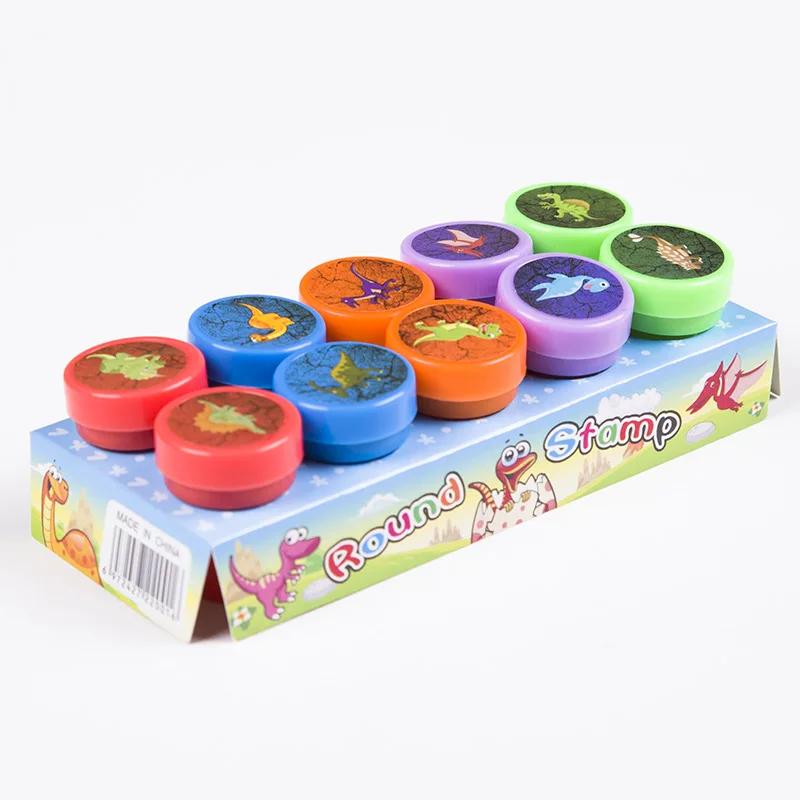 Non-Toxic 10Pcs Diy Toys Seal Animal Dinosaurs Stamps Toys Kids Birthday Cartoon Stamps Treat Children Party Favors School Award Children